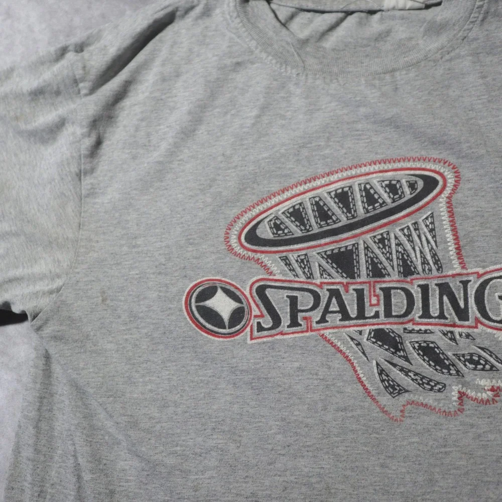 Spalding T-Shirt Mens Medium‎ Gray Good Basketball Graphic Tee Short Sleeve